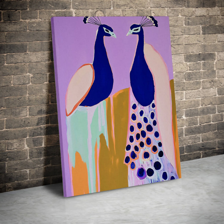 Peacock Wall Art Canvas | Modern Abstract Bird Painting Print | Gallery Quality Fade-Resistant Ink | Unique Living Room Decor Gift