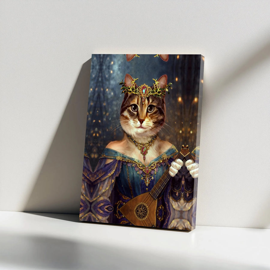 Queen Cat Canvas Print | Whimsical Renaissance Pet Portrait Art | Premium Thick Gallery Wrapped Canvas | Collector's Gift for Cat Lovers