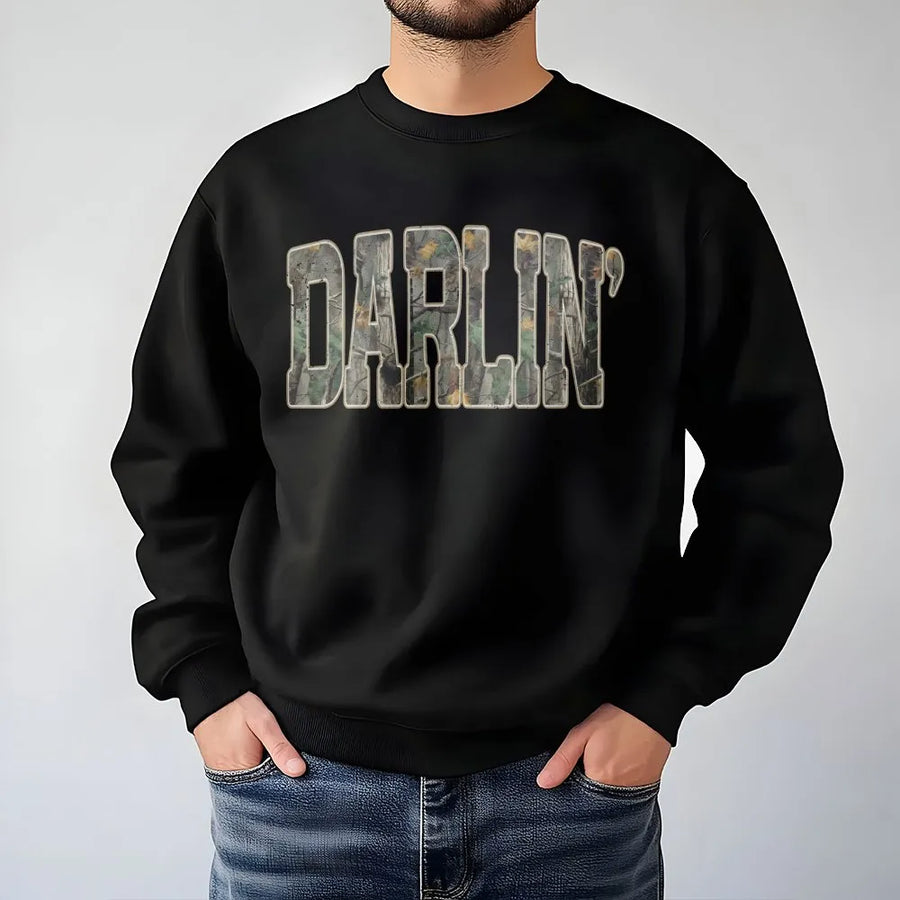 Darlin' Camo Sweatshirt | Southern Style Graphic Print | Premium Cotton Blend | Gift for Country Girls and Outdoor Lovers