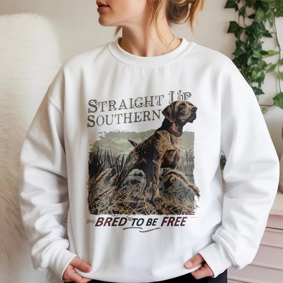German Shorthaired Pointer Sweatshirt | Straight Up Southern Hunting Dog Graphic | Premium Cotton Blend | Gift for Bird Dog Owner