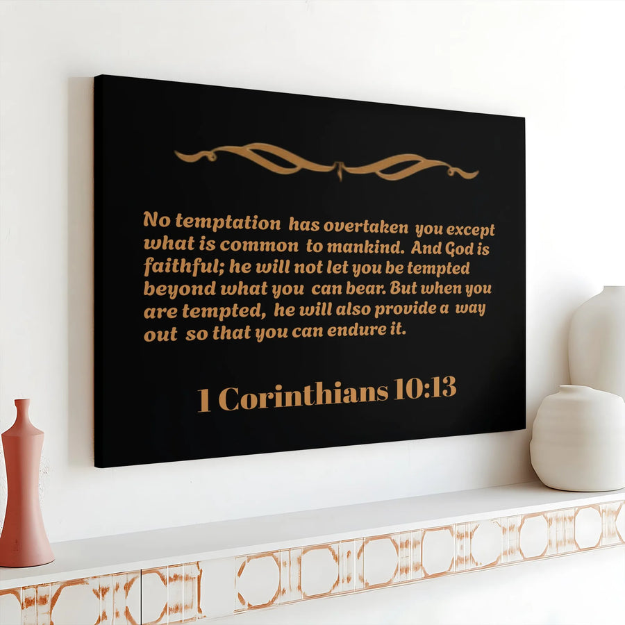 1 Corinthians 10:13 Canvas Wall Art | Inspirational Scripture Print | Premium Fade-Resistant Canvas | Christian Home Decor Gift