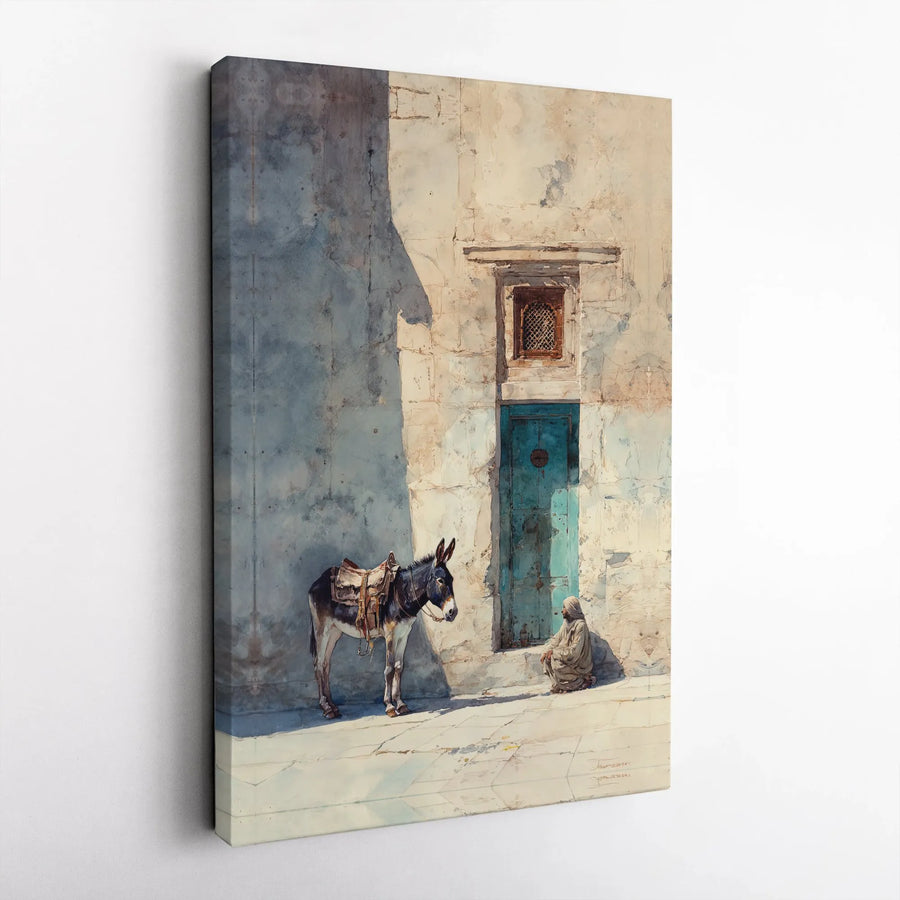 John Singer Sargent Canvas Print | Bedouin with Donkey and Turquoise Door Art | Premium Gallery Wrap Wall Decor | Classic Impressionist Fine Art Gift