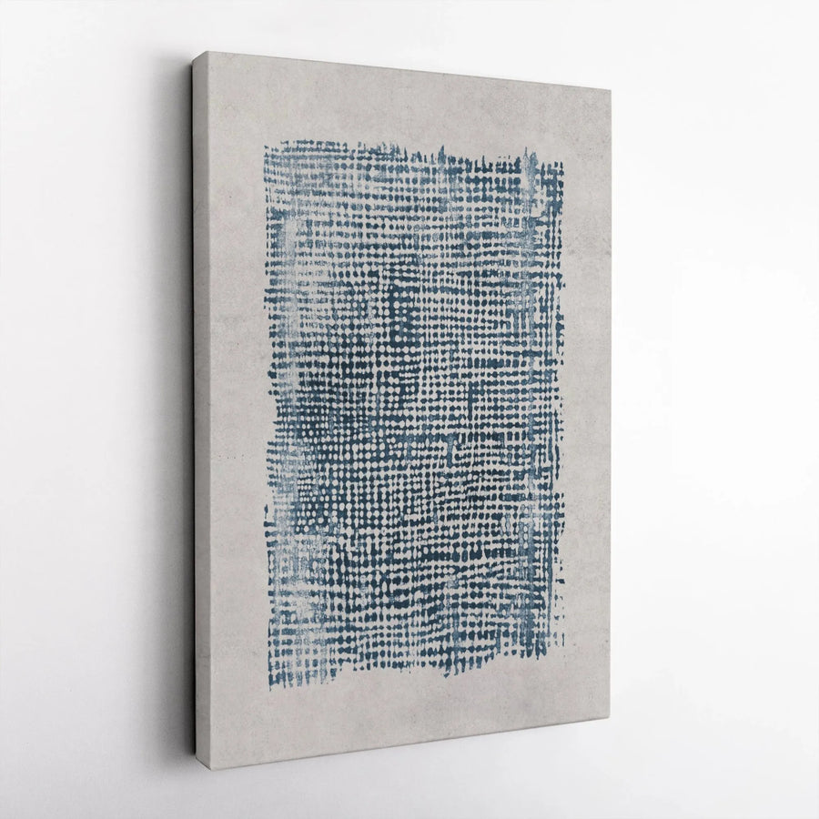 Abstract Indigo Blue Dot Grid Canvas Art | Minimalist Textured Geometric Print | Premium Gallery-Wrapped Wall Decor | Modern Home Office Gift