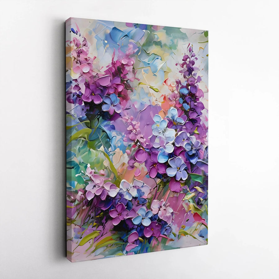 Abstract Floral Canvas Wall Art | Colorful Impasto Flower Painting Print | Premium Gallery Wrapped Canvas | Modern Living Room Decor Gift