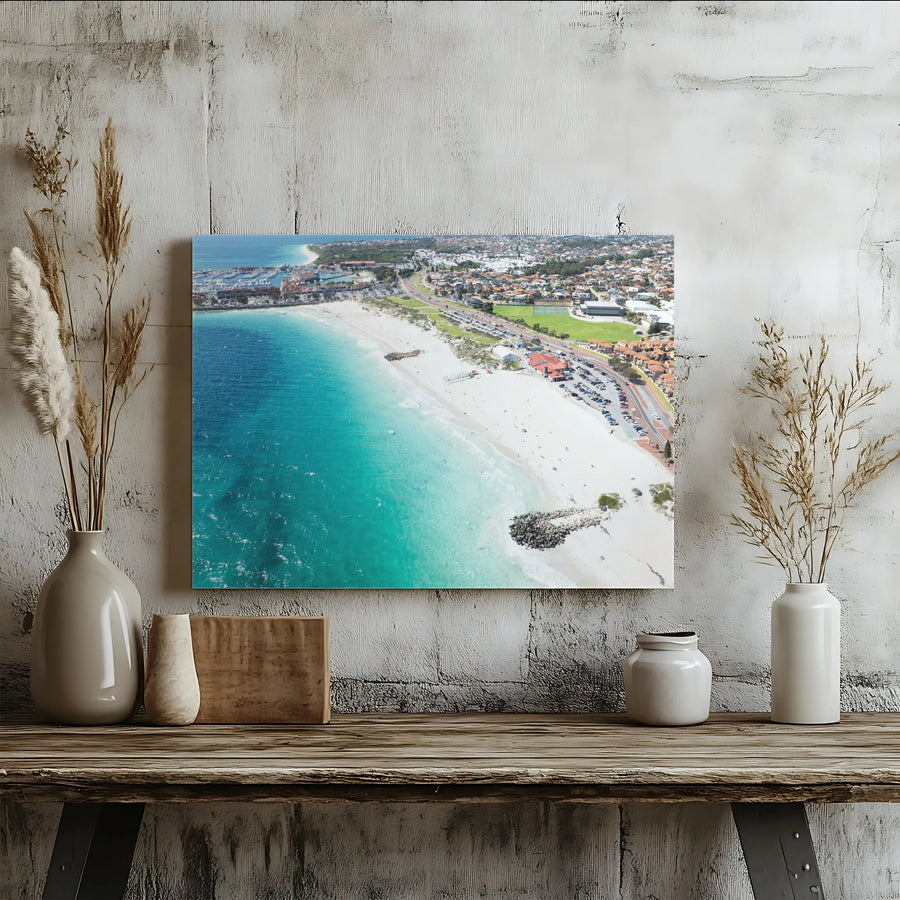 Coastal Beach Canvas Wall Art | Aerial Ocean View Turquoise Water | Gallery-Quality 1.25" Profile | Premium Home Decor Gift