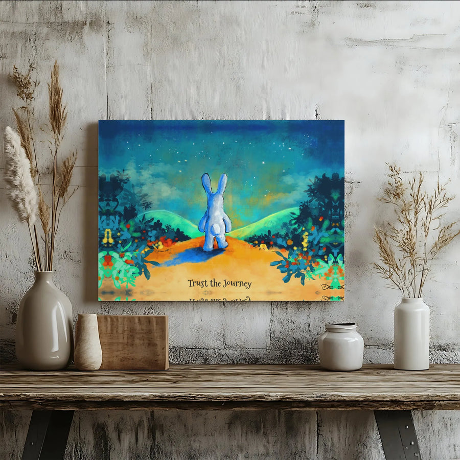 Inspirational Rabbit Canvas Art | 'Trust the Journey' Quote Print | Premium Gallery Wrapped Canvas | Nursery Decor or Motivational Gift
