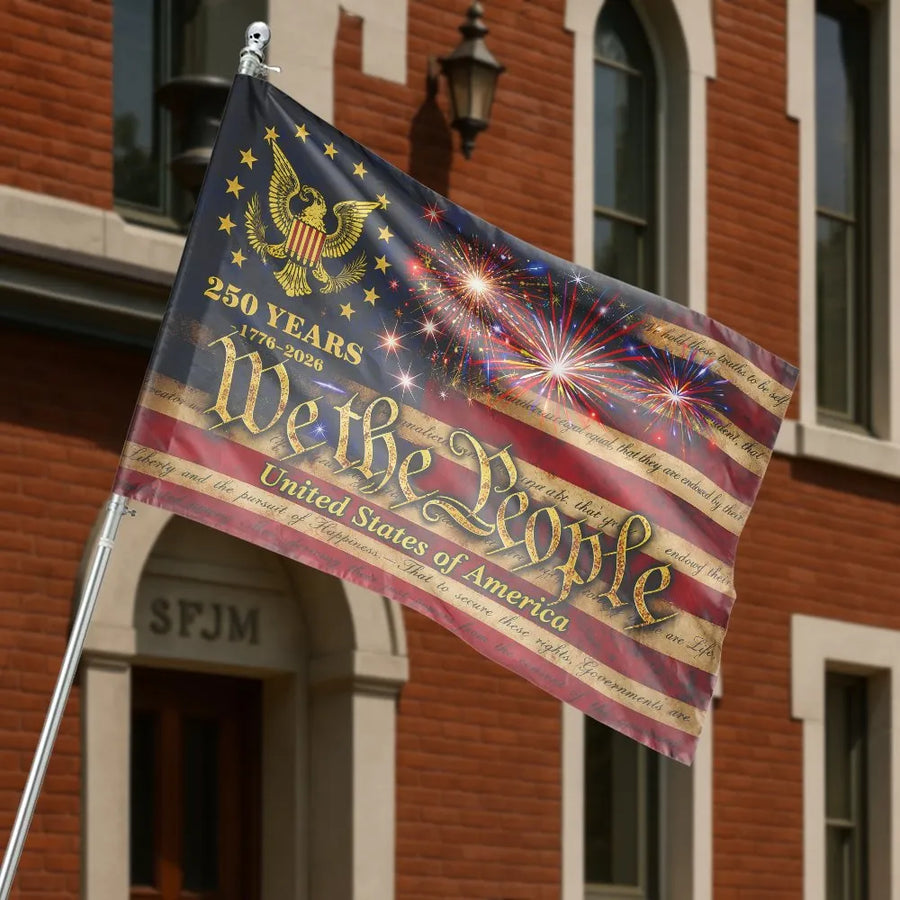 We The People 250th Anniversary House Flag | 1776-2026 Commemorative Design | Double-Sided Weather Resistant Fabric | Patriotic Yard Decor Gift