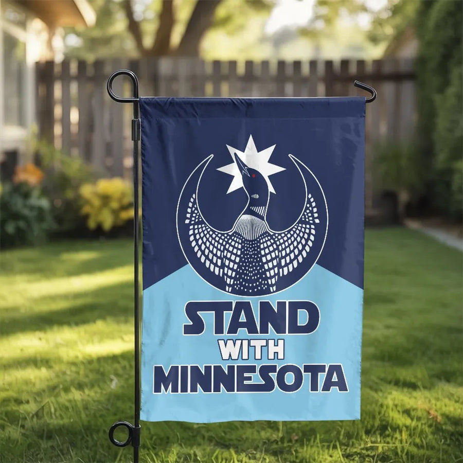 Stand with Minnesota Garden Flag | New Loon & North Star Design | Weather-Resistant Polyester | Patriotic MN State Pride Yard Decor Gift