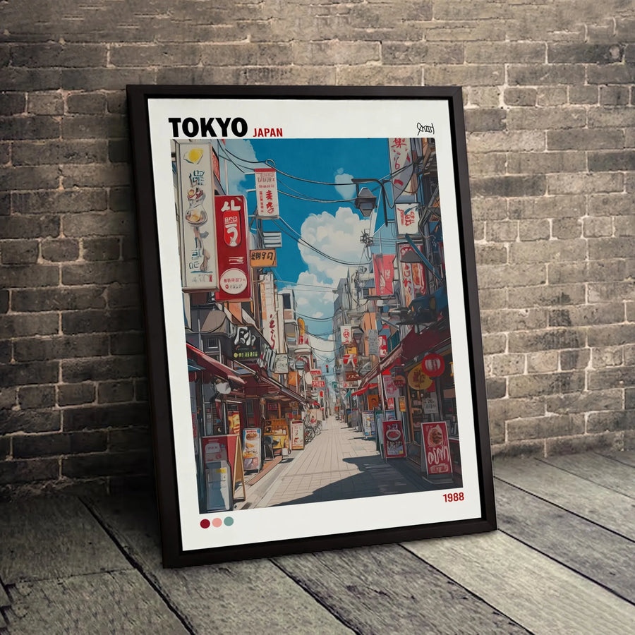 Tokyo Japan Wall Art | Retro 1980s Anime Style Street Scene | Premium Gallery Canvas | Japanese Aesthetic Home Decor Gift