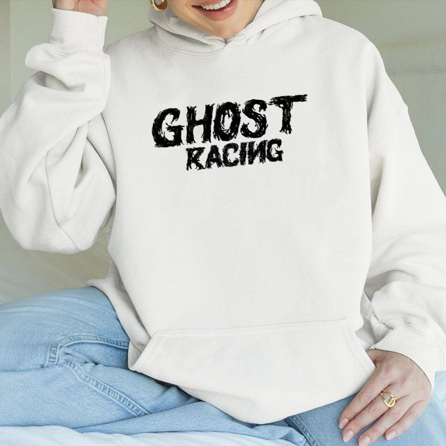 Ghost Racing Hoodie | Distressed Graphic Street Racing Design | Premium Cotton-Poly Blend | Streetwear Gift for Car Enthusiasts & Bikers