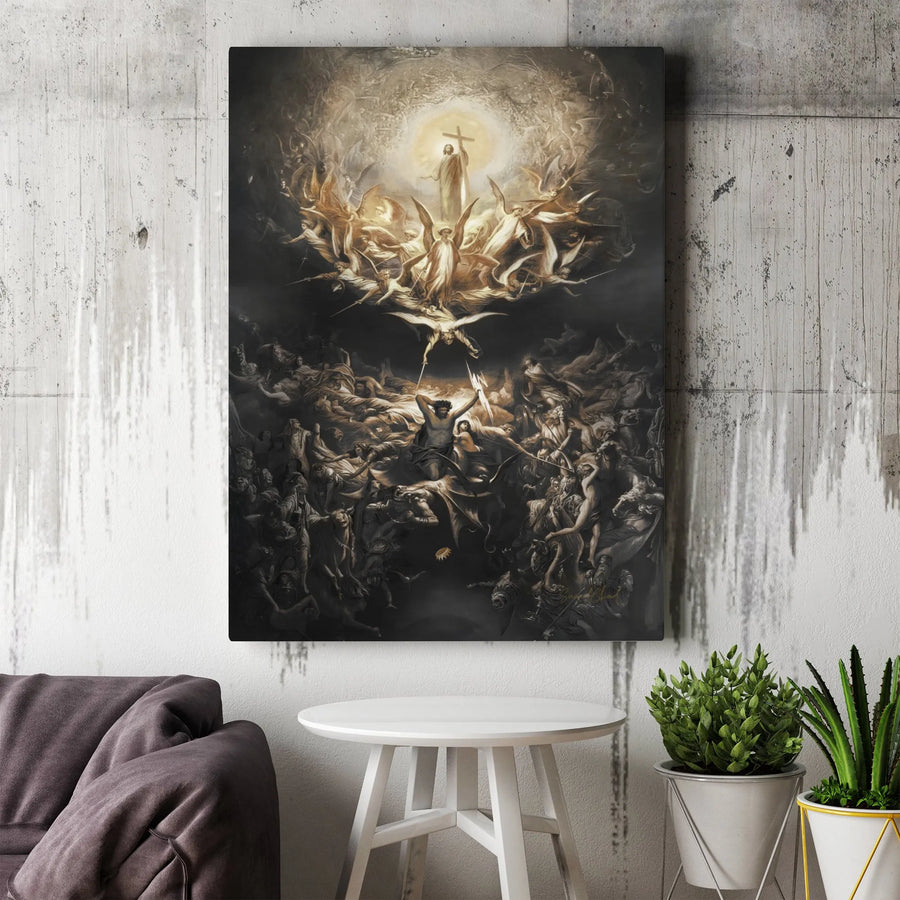 Gustave Dore The Last Judgment Canvas Art | Religious Christian Wall Decor | Gallery Wrapped Premium Print | Spiritual Home Office Gift