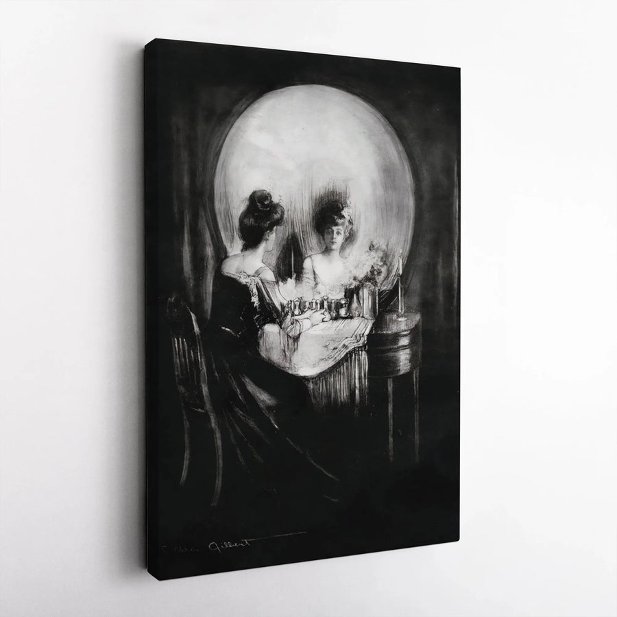 All Is Vanity Wall Art | C. Allan Gilbert Optical Illusion Skull Print | Gallery-Wrapped Canvas | Gothic Home Decor & Surrealist Gift