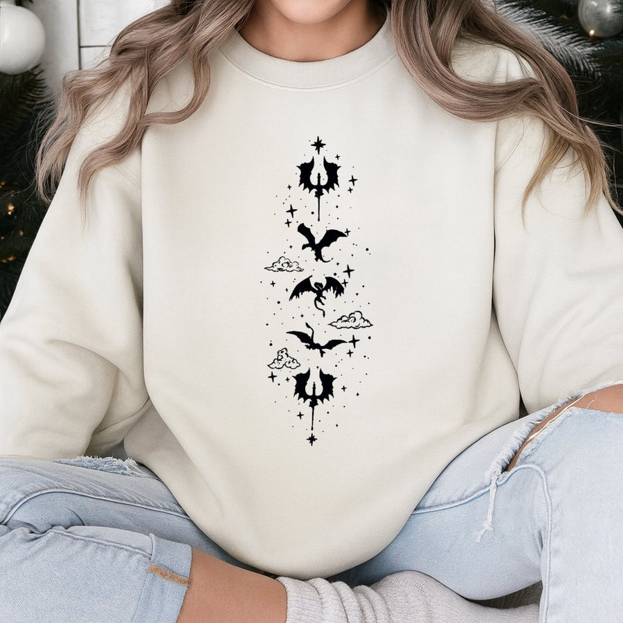 Dragon Rider Sweatshirt | Celestial Fantasy Bookish Design | Soft Cotton-Poly Blend | Book Lover Gift for Readers