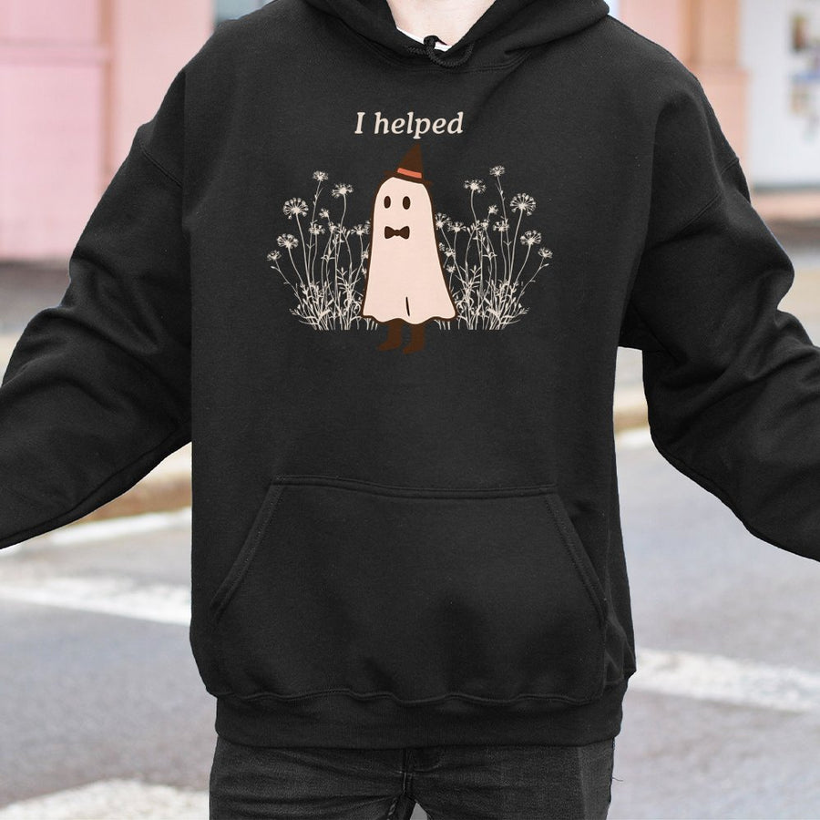 I Helped Ghost Hoodie | Funny Halloween Pregnancy Announcement | Premium Cotton Blend | Cute Expecting Mom Gift for Fall