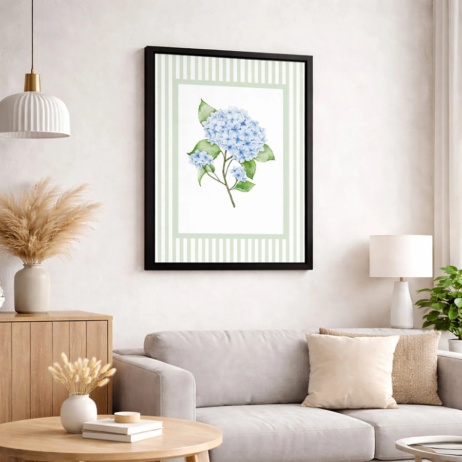 Blue Hydrangea Canvas Print | Watercolor Botanical Floral Art | Premium Gallery Wrapped 1.25" Profile | Elegant Home Decor for Living Room Bedroom
