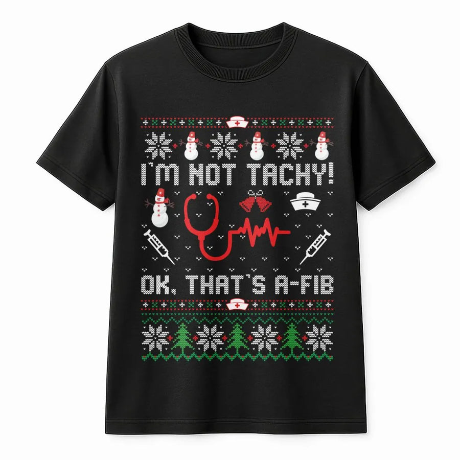 Nurse Christmas T-Shirt | Funny Medical Pun Ugly Sweater Design | Premium Cotton Graphic Tee | Gift for Nurses & Doctors