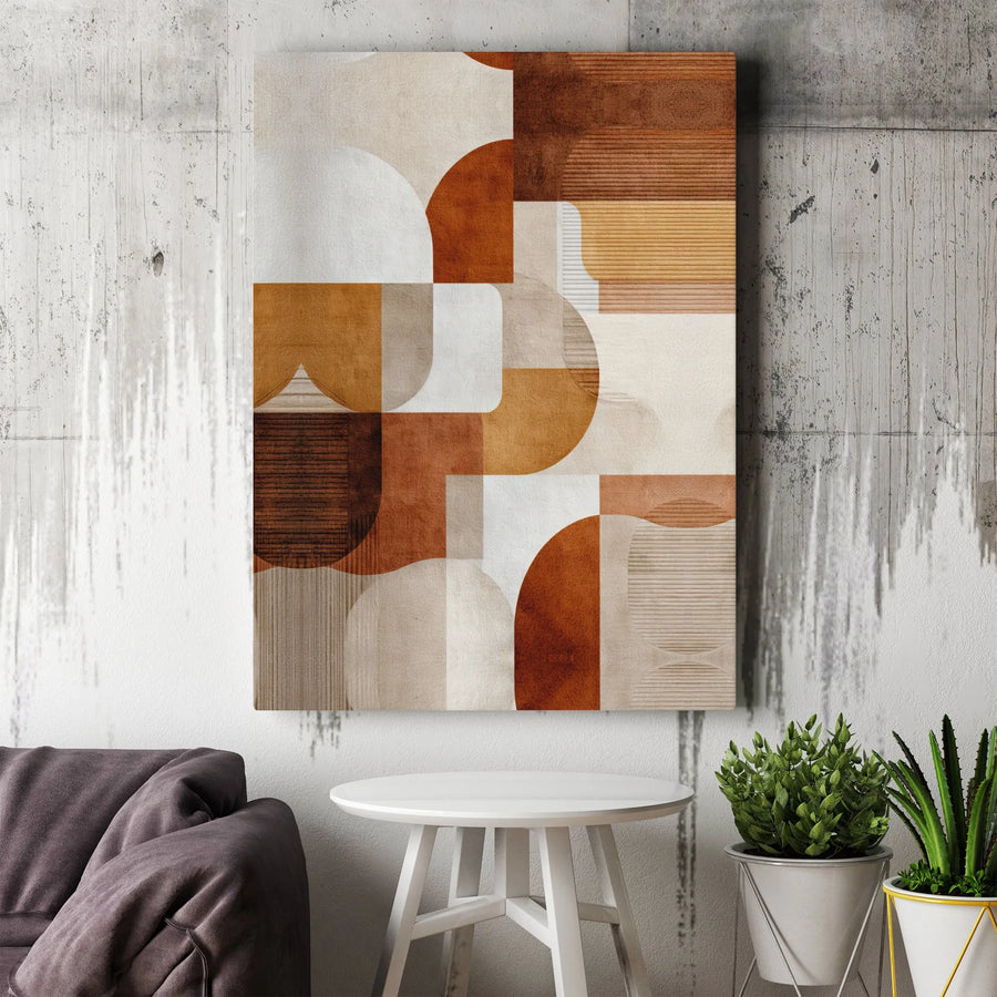 Abstract Geometric Canvas Wall Art | Mid-Century Modern Earth Tone Print | Premium Gallery-Wrapped 1.25" Profile | Sophisticated Home Decor Gift