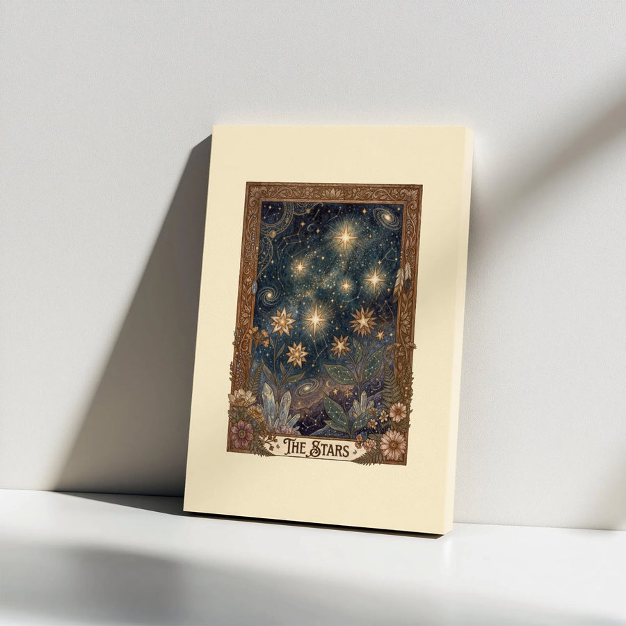 The Stars Celestial Tarot Canvas Print | Mystical Constellation & Crystal Wall Art | Gallery Wrapped Premium Decor | Boho Witchy Gift for Home