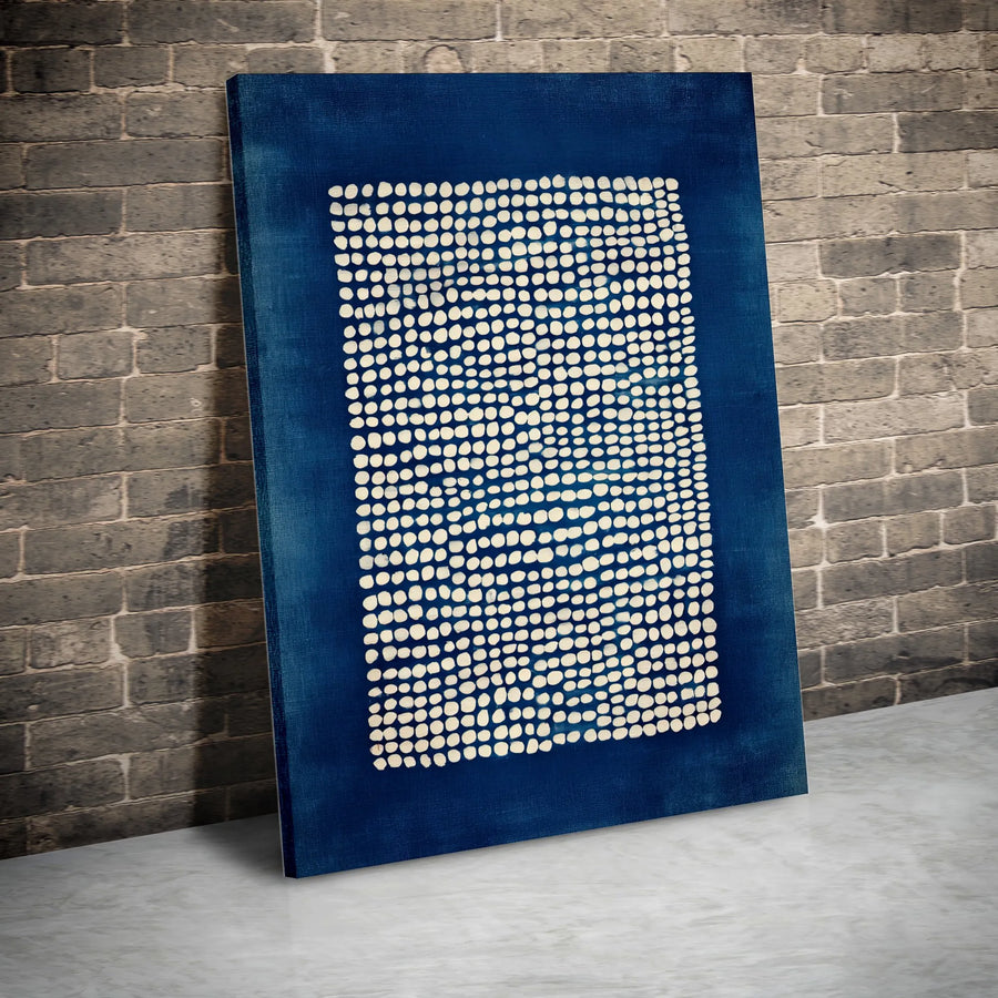 Indigo Blue Abstract Canvas Print | Modern Geometric Dot Art | Premium Gallery Wrapped Canvas | Contemporary Home Decor Gift