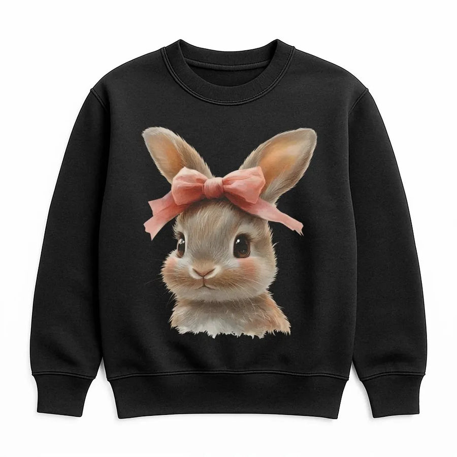 Easter Bunny Sweatshirt | Cute Rabbit With Coquette Pink Bow Graphic | Premium Soft Cotton Blend | Aesthetic Spring Gift For Women