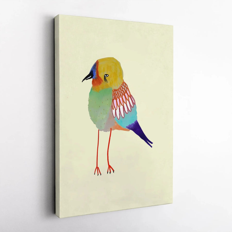 Colorful Bird Canvas Print | Whimsical Abstract Animal Wall Art | Premium Gallery-Wrapped Decor | Unique Gift for Bird Lovers