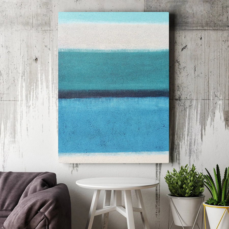 Abstract Turquoise Canvas Wall Art | Modern Color Block Painting | Premium Thick Gallery Wrap | Living Room Office Decor Gift