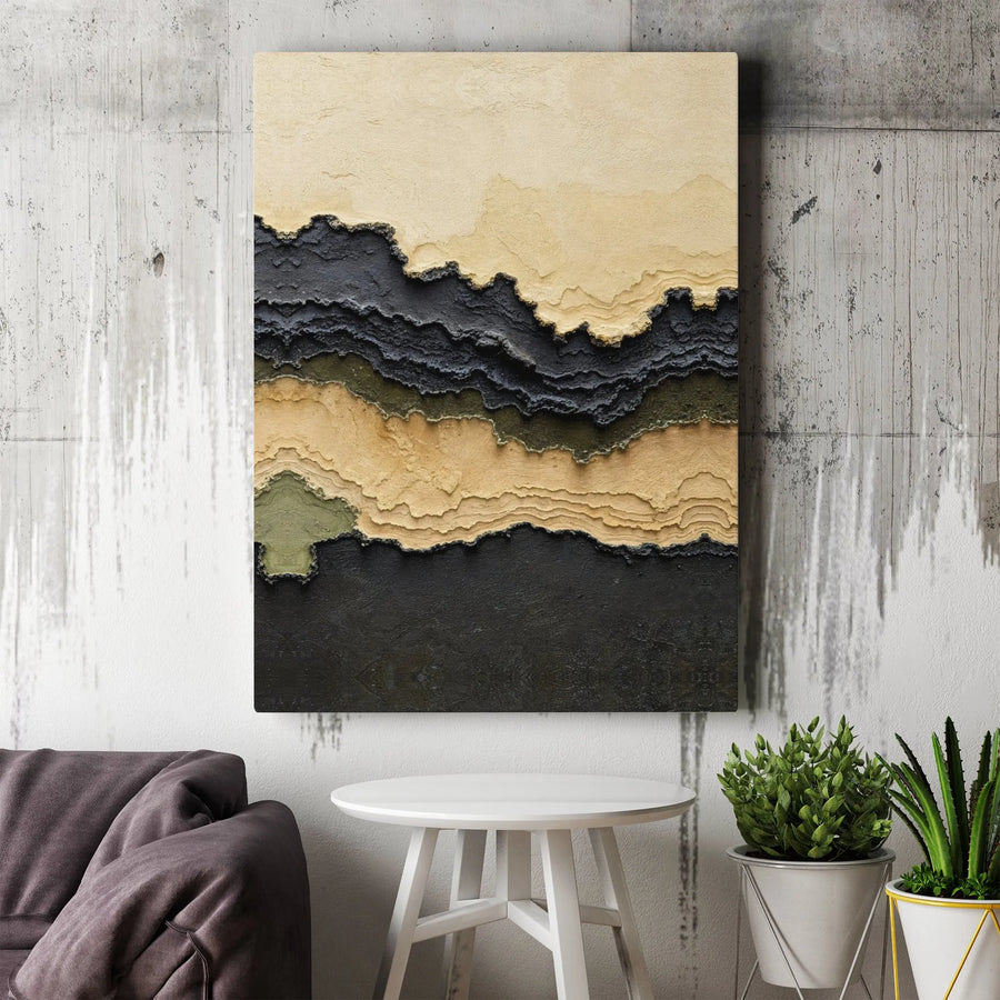 Abstract Textured Canvas Print | Topographic Earth Tones Art | Premium Gallery Wrap | Modern Minimalist Home Decor Gift
