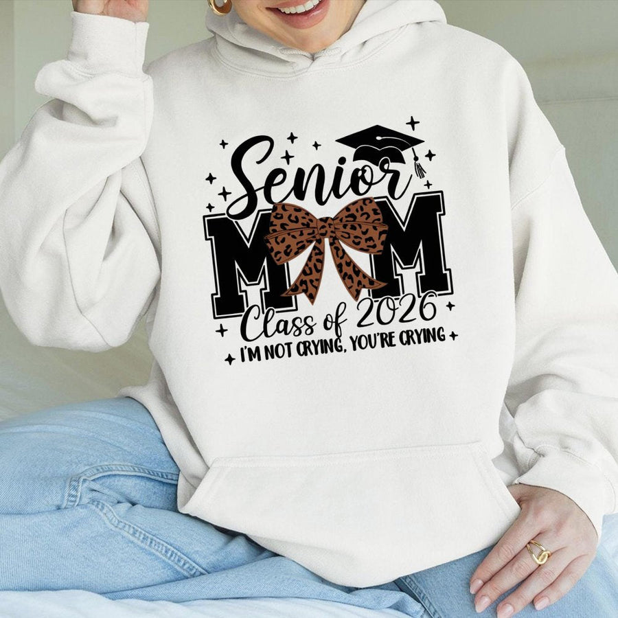 Senior Mom 2026 Hoodie | Leopard Print Bow Graduation Design | Soft Cotton Blend | Proud Class Of 2026 Gift For Mom