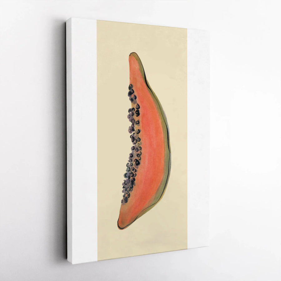 Papaya Watercolor Vertical Canvas | Minimalist Tropical Fruit Kitchen Art | Premium 1.25" Thick Gallery Wrap Print | Modern Home & Dining Room Decor Gift