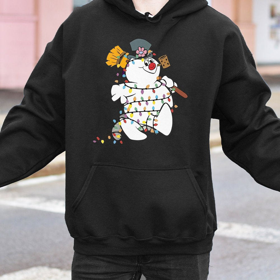 Snowman Christmas Hoodie | Festive Holiday Light Strand Design | Premium Cotton-Blend Comfort | Unisex Winter Gift for Holiday Lovers