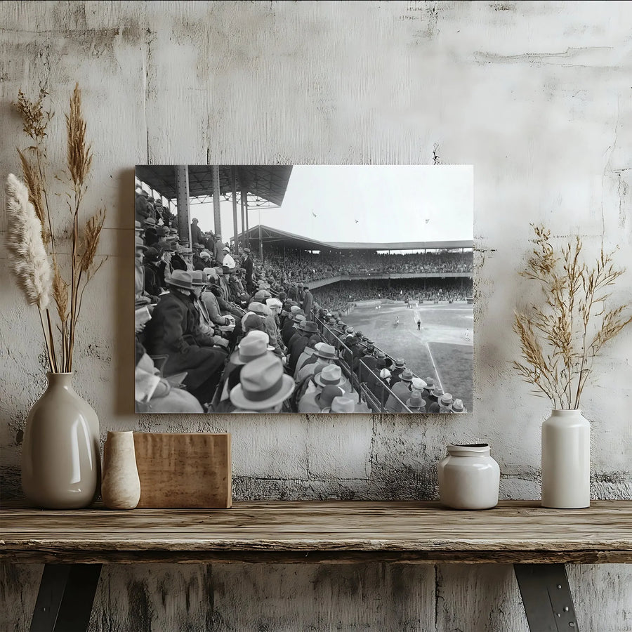 Vintage Baseball Stadium Canvas Print | Retro Black and White Crowd Photography | 1.25-Inch Gallery Wrap | Gift for Sports History Buffs