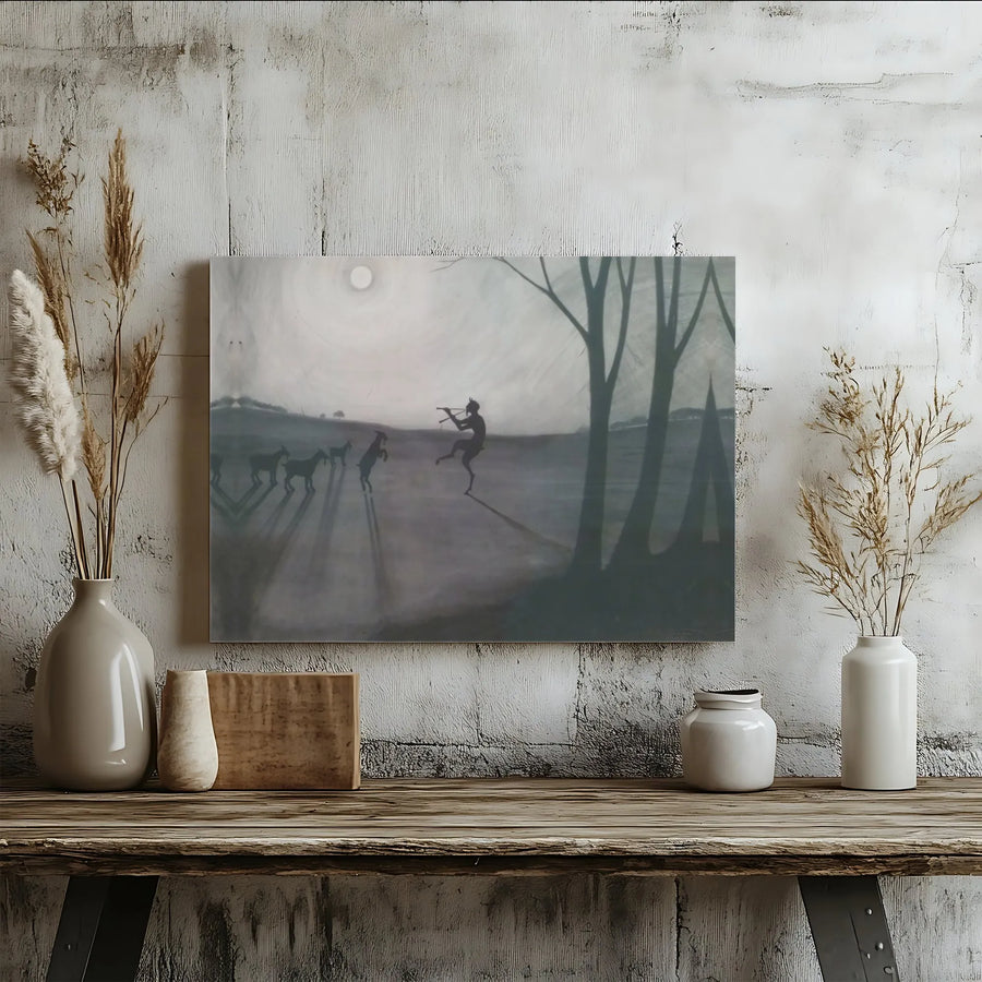 Dancing Faun Canvas Wall Art | Whimsical Mythological Forest Scene | Premium Gallery Wrap Print | Magical Home Decor Gift for Mythology Lovers