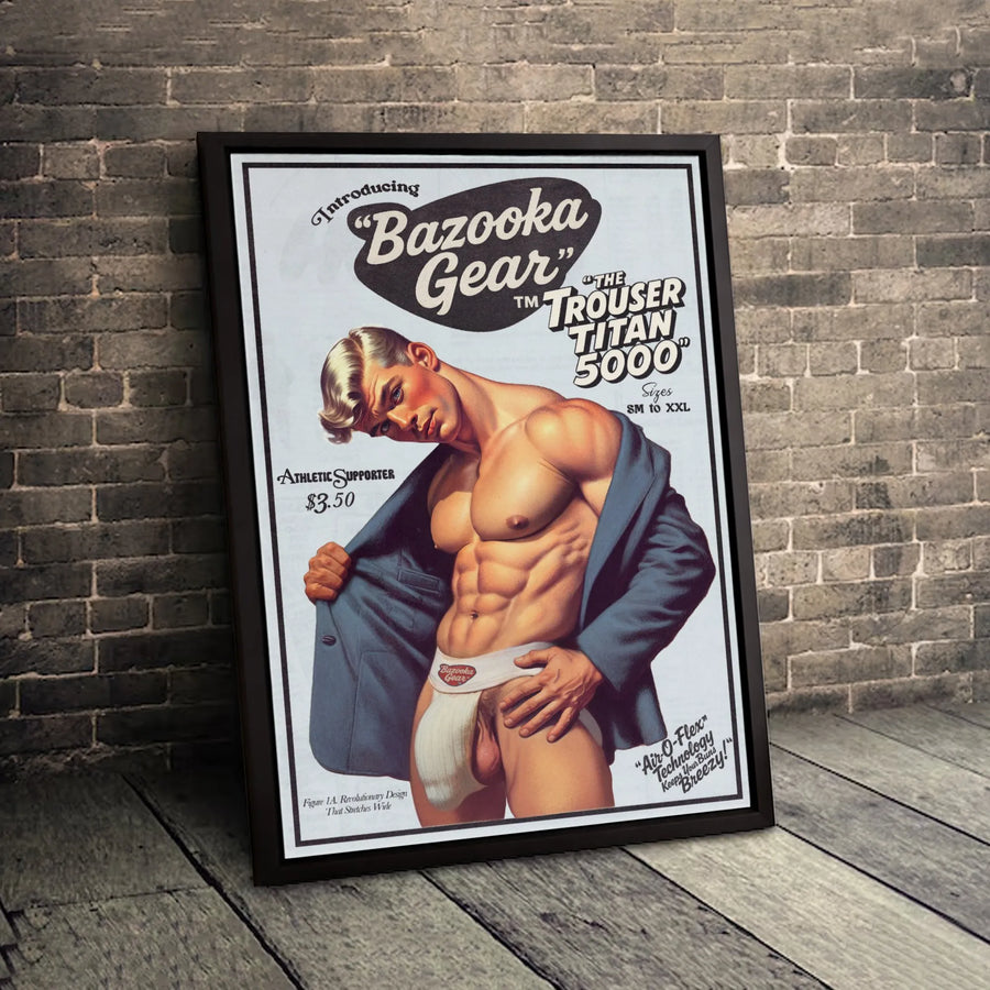 Vintage Athletic Ad Canvas | Retro Male Physique Wall Art | Premium 1.25-Inch Gallery Wrap | Unique Man Cave Decor Gift