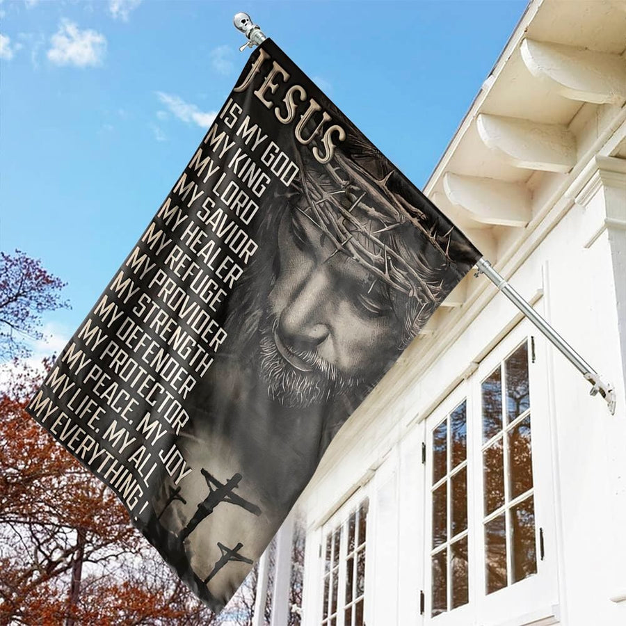 Jesus Is My Everything Garden Flag | Religious Wall Art Banner | Durable UV-Resistant Polyester | Faithful Christian Home Decor Gift