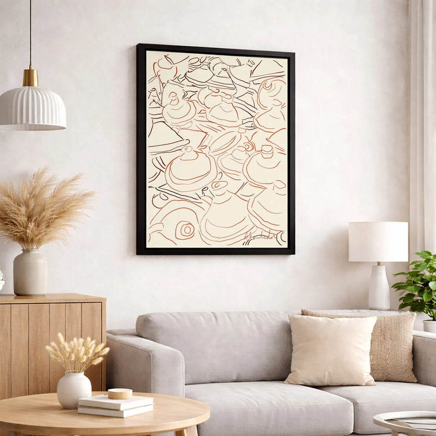 Moroccan Tagine Line Art Canvas Print | Abstract Kitchen Wall Decor | Premium 1.25-Inch Gallery Wrap | Minimalist Dining Room Gift