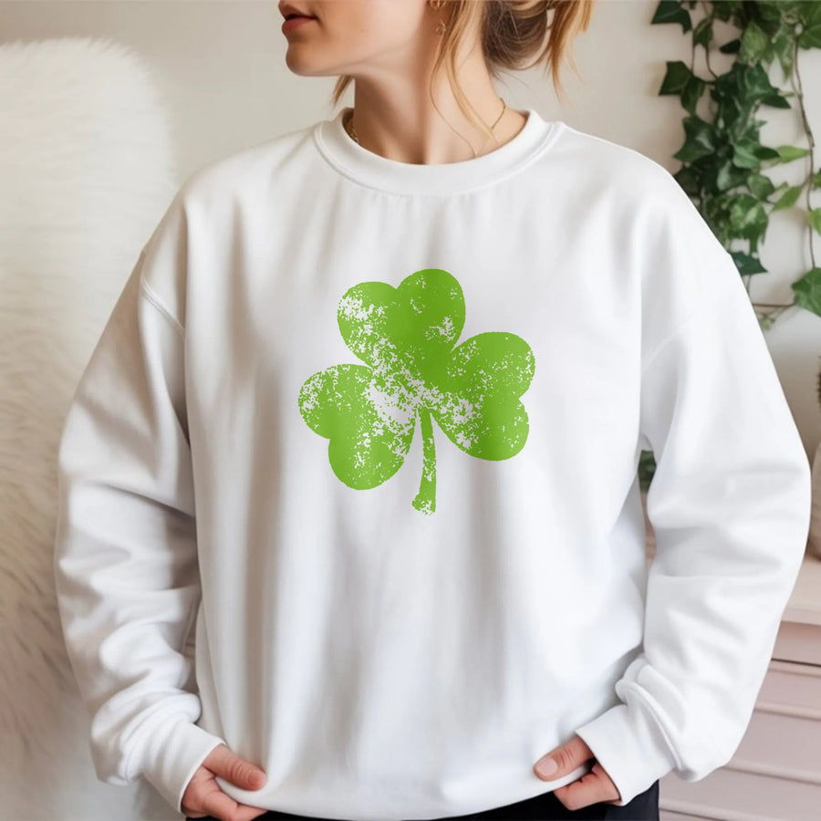 Vintage Shamrock Sweatshirt | Distressed Clover Graphic Design | Premium Soft Cotton Blend | St Patricks Day Gift For Men And Women