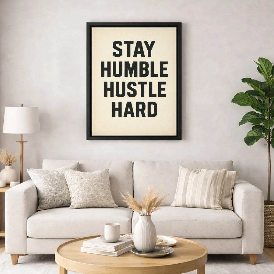 Stay Humble Hustle Hard Canvas Wall Art | Motivational Typography Print | Premium Gallery Wrapped Decor | Office & Home Inspiration Gift