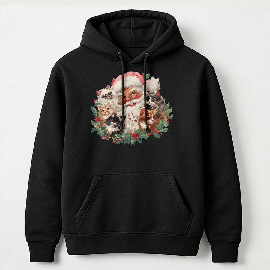 Santa Cats Christmas Hoodie | Cute Kitten Holiday Graphic | Premium Cotton Blend Sweatshirt | Cozy Gift for Cat Lovers