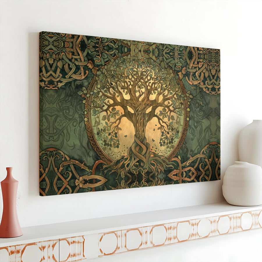 Celtic Tree Of Life Canvas | Yggdrasil Intricate Knotwork Art | Premium 1.25" Gallery Wrap Wall Decor | Spiritual Home & Office Gift