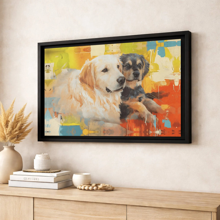 Golden Retriever Canvas Art | Abstract Dog Painting Wall Decor | Premium Gallery Wrap Print | Dog Lover Home Gift