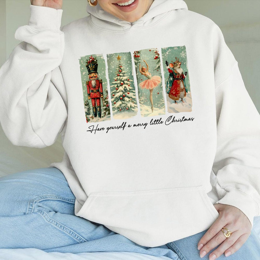 Nutcracker Christmas Hoodie | Vintage Ballet Nutcracker Art | Premium Cotton Blend Sweatshirt | Cozy Holiday Gift for Women and Men