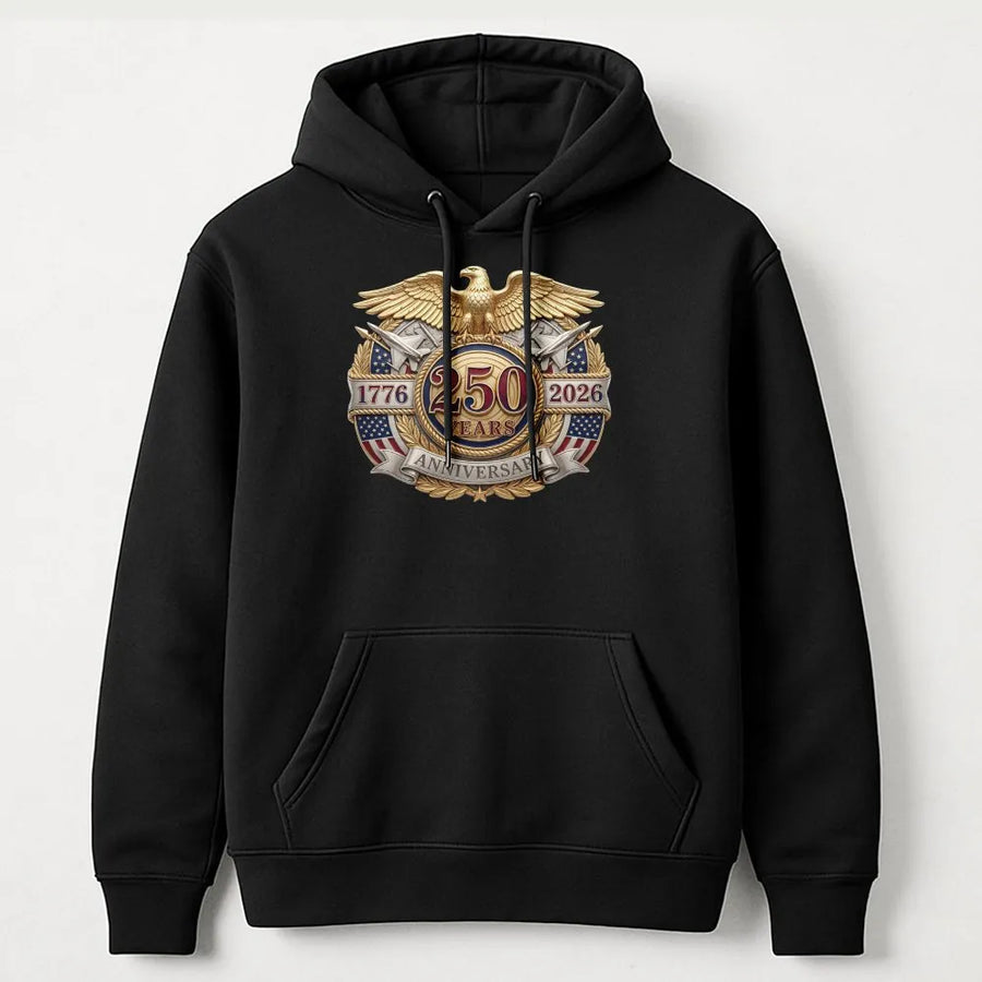 USA 250th Anniversary Hoodie | Commemorative 1776-2026 Eagle Crest | Premium Cotton Blend | Patriotic Collector's Gift for History Buffs