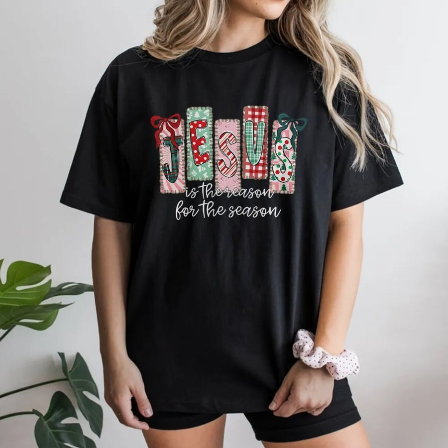 Jesus Is The Reason For The Season T-Shirt | Festive Christian Christmas Graphic | Premium Cotton Unisex Holiday Apparel | Religious Gift For Women