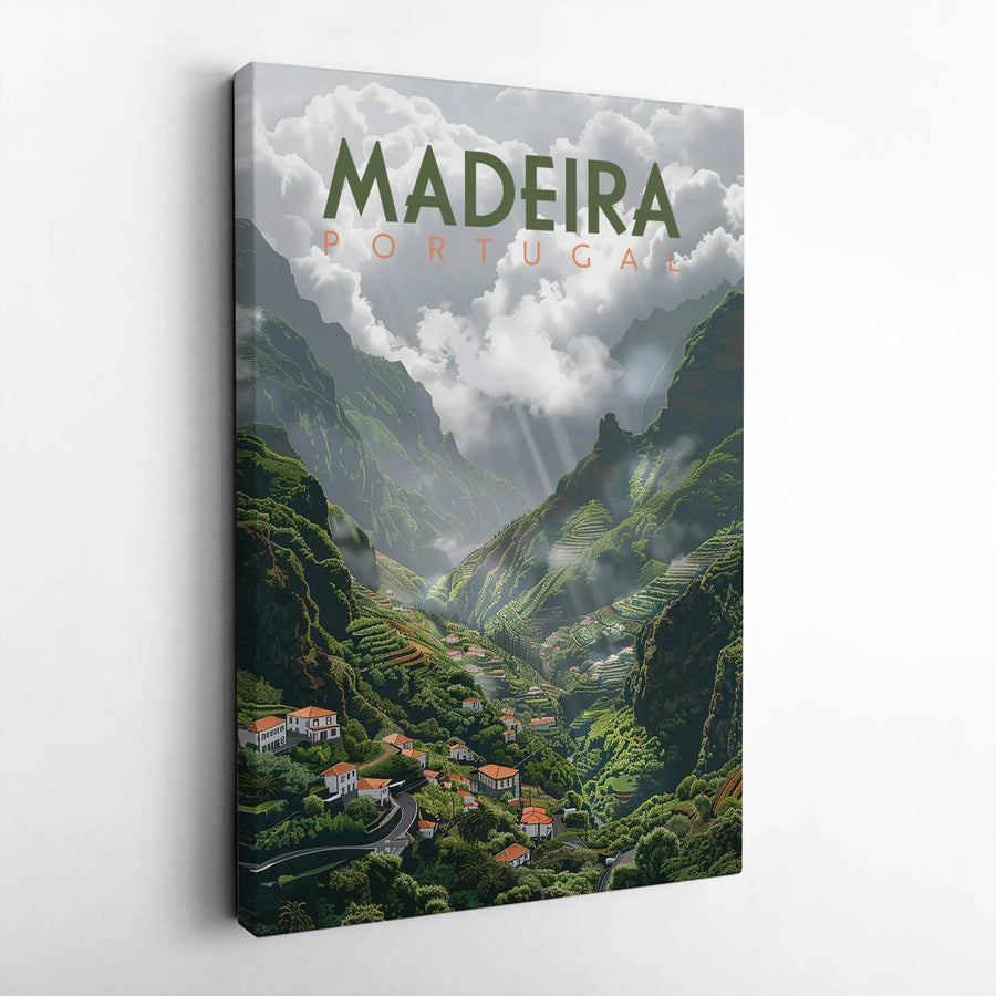 Madeira Portugal Vertical Canvas | Scenic Mountain Valley Travel Art | Premium High-Resolution Print | Collector's Gift for Home Decor
