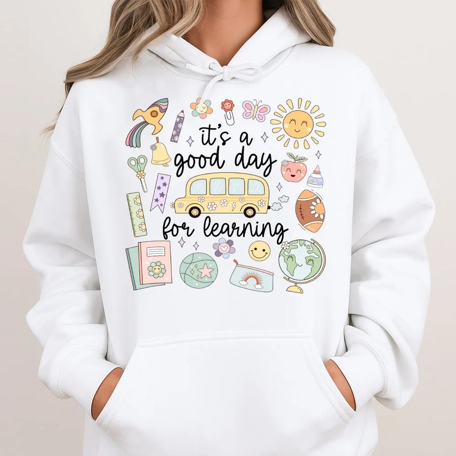 Good Day for Learning Teacher Shirt | Whimsical School Doodle Graphic Tee | Premium Soft Cotton | First Day of School Gift for Educator