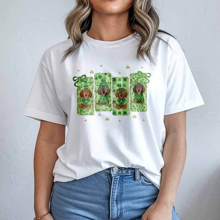 Dachshund St. Patrick's Day T-Shirt | Cute Sausage Dog Shamrock Graphic | 100% Cotton Premium Apparel | Gift for Dog Lovers & Irish Celebration