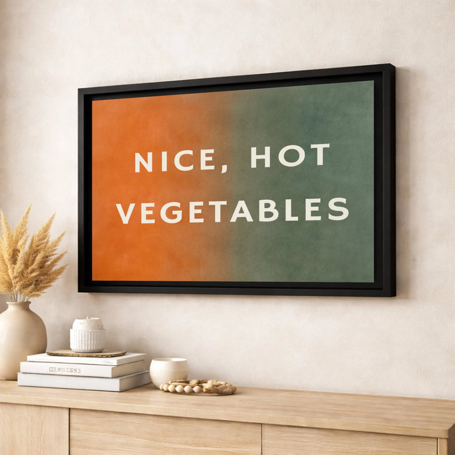 Nice Hot Vegetables Wall Art | Minimalist Typographic Canvas | Gallery Quality Fade-Resistant Print | Funny Kitchen Decor For Foodies