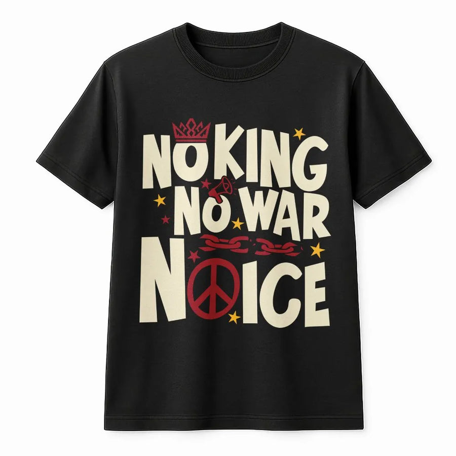 No Kings No Masters T-Shirt | Anti War No ICE Protest Graphic | Premium Cotton Blend Sweatshirt | Political Activist Resistance Gift
