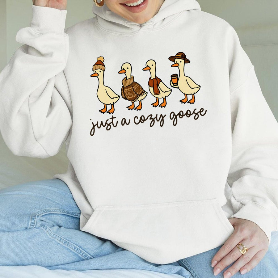 Cozy Goose Hoodie | Cute Animal Autumn Sweater Design | Premium Cotton Blend Pullover | Aesthetic Fall Gift for Women & Girls