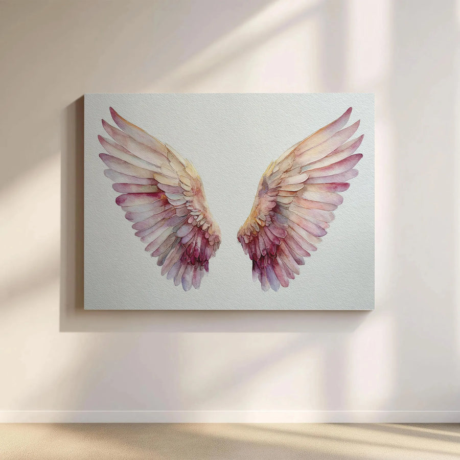 Angel Wings Canvas Wall Art | Ethereal Watercolor Painting | Premium Fade-Resistant Print | Spiritual Home Decor Gift